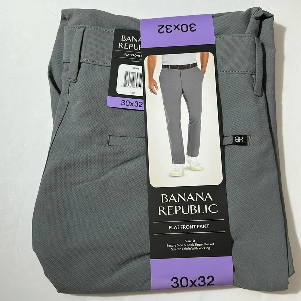 Banana Republic Men's Flat Front Pant Gray Size 30x32